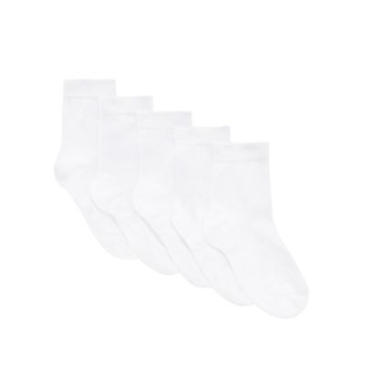 Pack of five boys' white socks